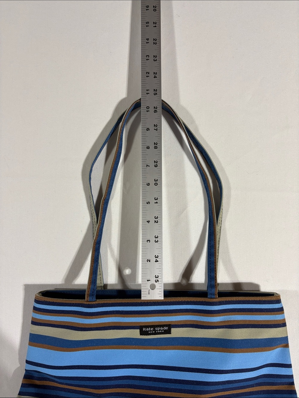 kate spade Vintage Striped Canvas Tote in Blue and Tan NNT - Picture 13 of 15